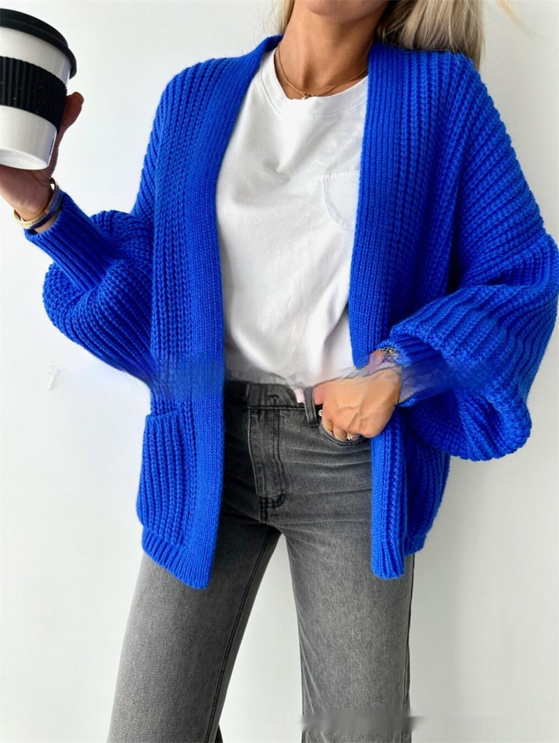 Einfarbiger Cardigan Strickpullover