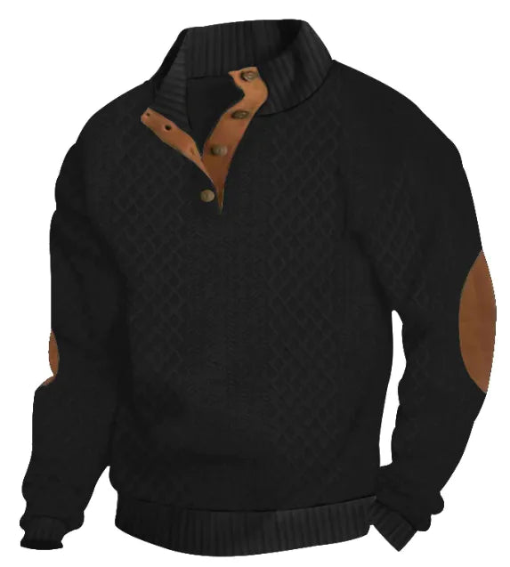 Jacquard-Strickpullover mit Stehkragen und langen Ärmeln