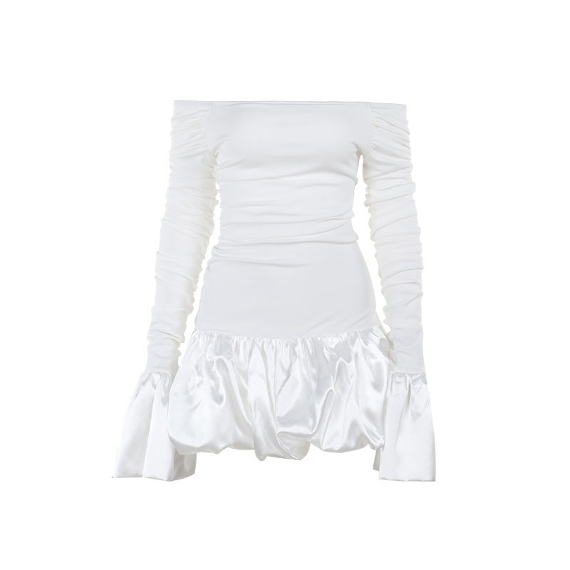 Slim-Fit Off-Shoulder A-Linien Kleid Damen