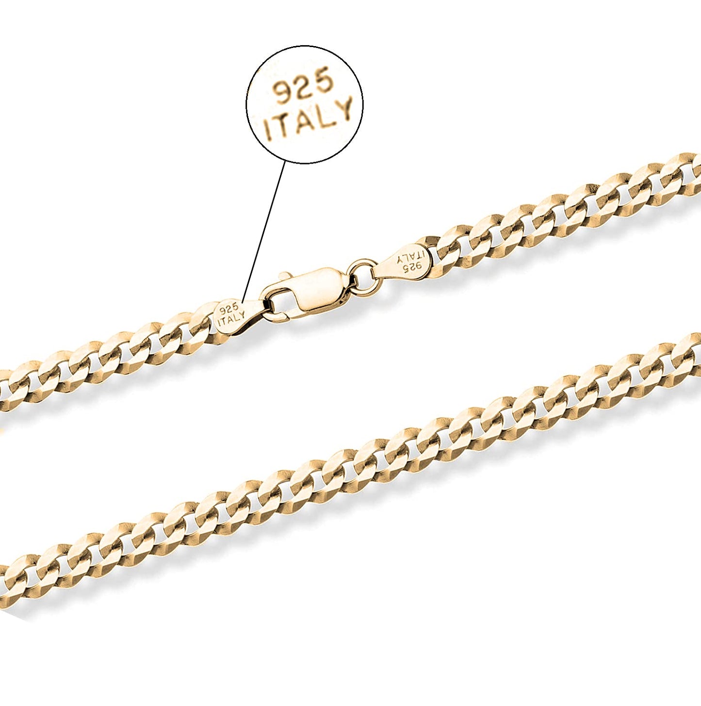 Savlano Halskette aus 925er Sterlingsilber, 14 Karat vergoldet, 3 mm, italienische massive Panzerkette mit kubanischen Gliedern für Damen und Herren, hergestellt in Italien, wird in einer Geschenkbox geliefert (24, 3 mm)