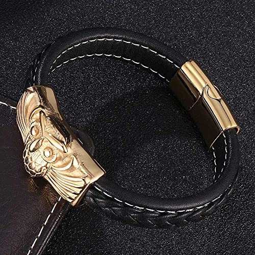 Herren-Lederarmband, Armband Männer Kette Gold Mann Armband Eule Lederarmband Herren Schmuck Romantische Geschenke für Männer