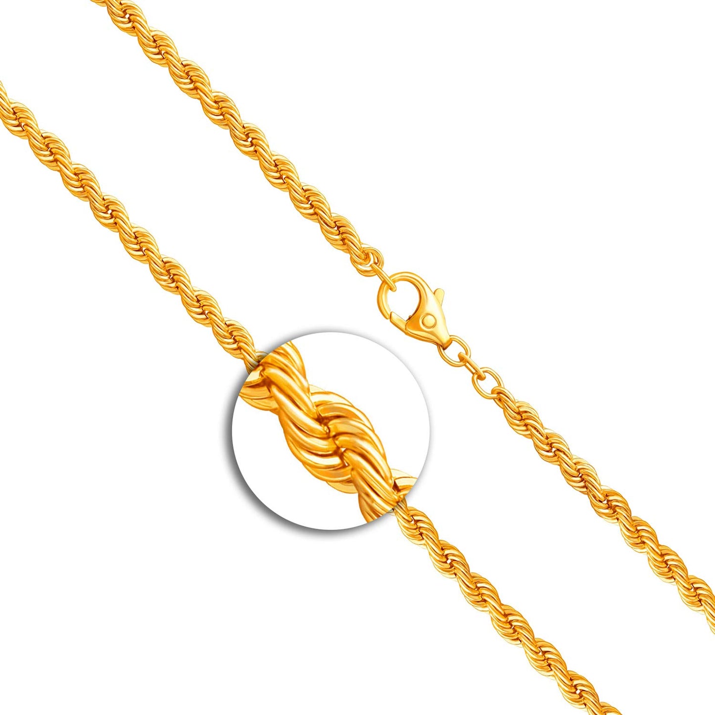 EDELIND Armband Damen 585 Gold 3.8 mm Bracelet Kordelkette hohl 14 K Gelbgold Länge 18.5 cm Armkette Echtgold mit Karabinerverschluss Goldarmband mit Schmuck Geschenk Box Made in Germany