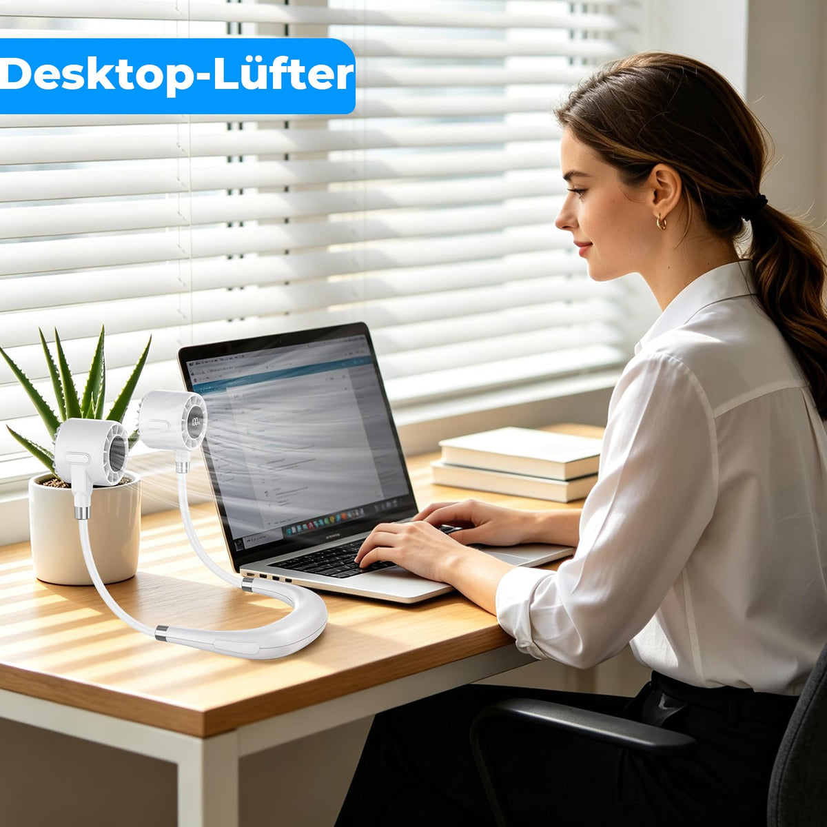 Nackenventilator, 4000mAh Tragbarer Halsventilator, 6 Stufen & 360° Luftstrom, 5-16 Stunden,Extrem Leise 10000 U/min USB Ventilator mit LED-Anzeige,Faltbarer Mini Lüfter für Freien,Reisen,Camping,Büro