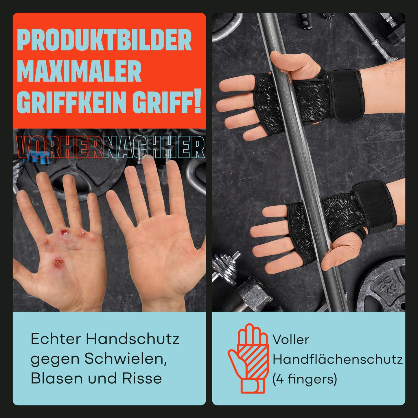 Mava Gewichtheber-Handschuhe mit Handgelenkstütze – Trainingshandschuhe für Training, Klimmzüge, Calisthenics & Fitness – Für Männer & Frauen