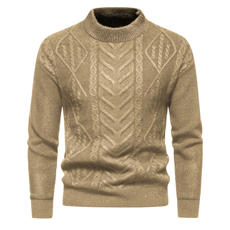 Amerikanischer Retro-Strickpullover mit einfarbigem europäischem Jacquardmuster und Rundhalsausschnitt für Herren