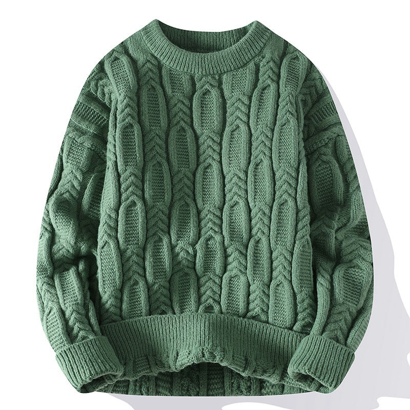 Herren Langarm Rundhals Pullover Dicker Nadelpullover