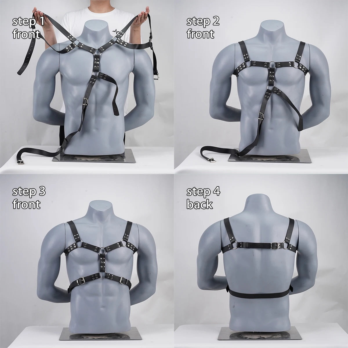 Male Pu Leather Lingerie Sexual Chest Harness Belt BDSM Fetish Full Body Harness Belt Strap Men Adjustable Rave Clothing