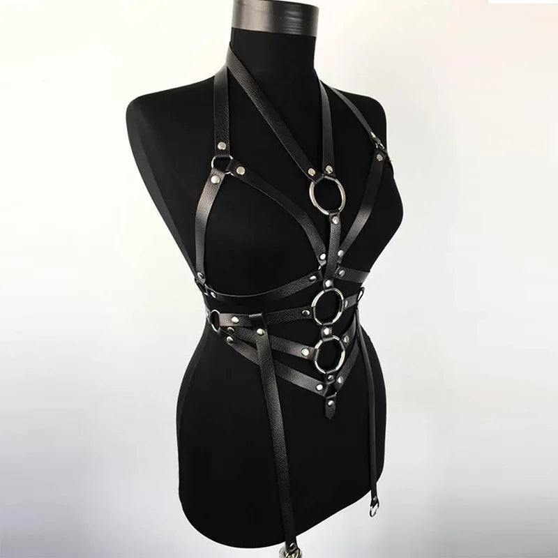 Women's Mesh Bondage Bodysuit with Waist-Cincher & Chest Restraint Lingerie Set for BDSM Role-Play