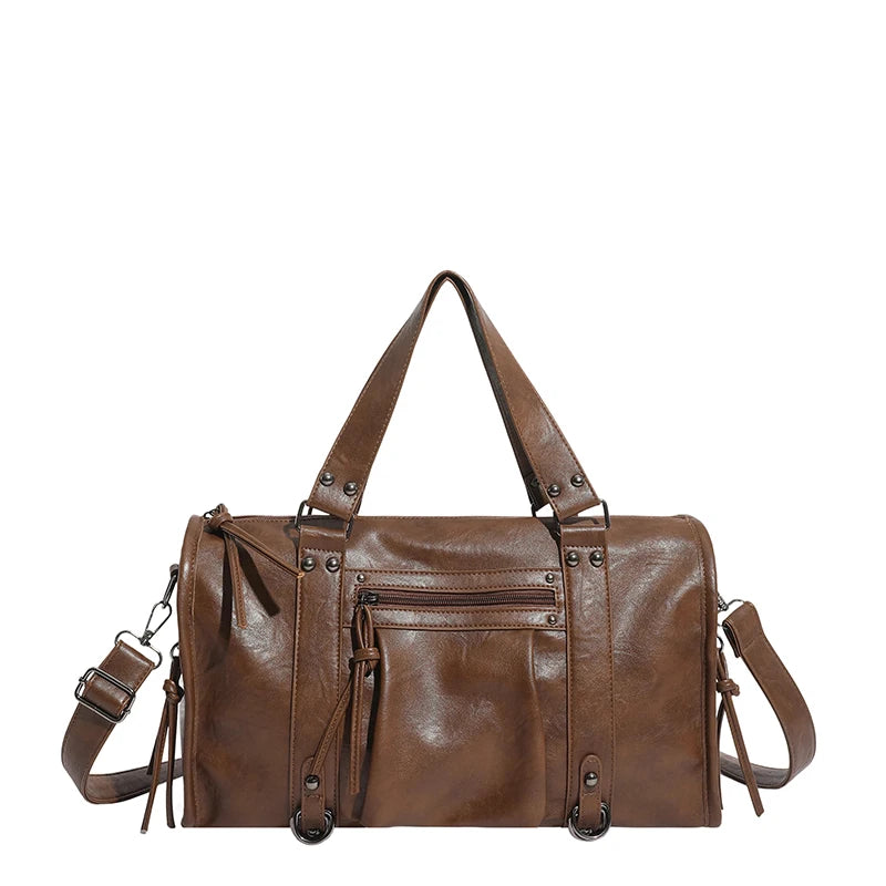 Large Capacity Women PU Leather Handbags Tote Bags Casual Female Rivet Big Shoulder Messenger Bags Fashion Zipper Crossbody Bag