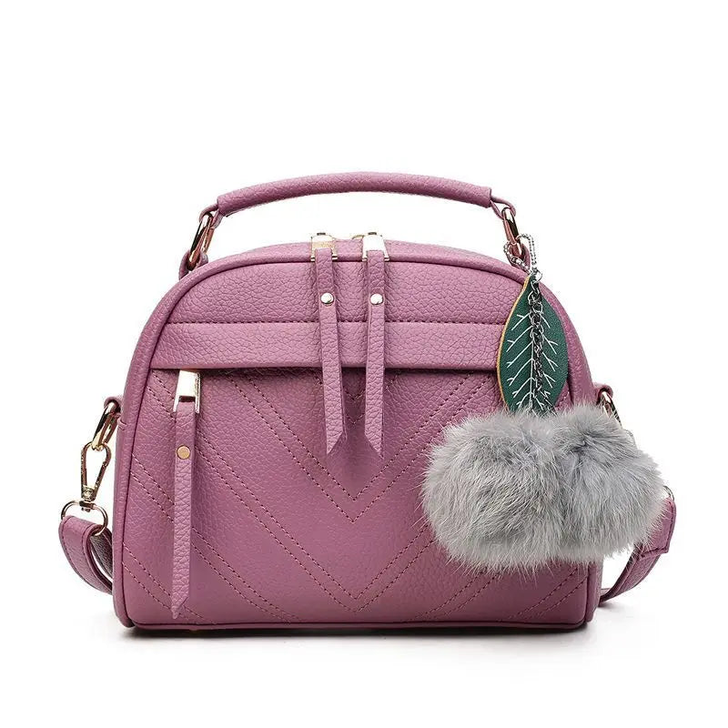 PU Leather Small Handbag For Women Girl Fashion Tassel Messenger Bags With Ball Female Shoulder Bags Ladies Party Crossby Bag