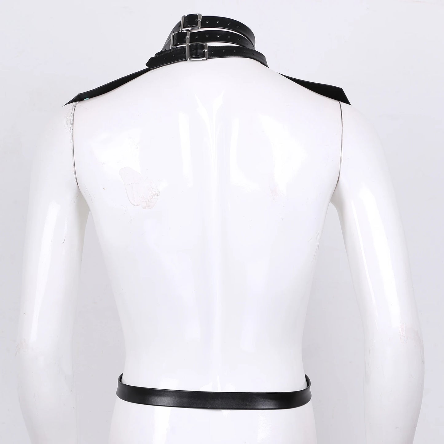 Chest Harness Belt Mens Lingerie Rivet Halter High Neck Strappy Shoulder Faux Leather O-ring Waist Strap Harness for Nightclub