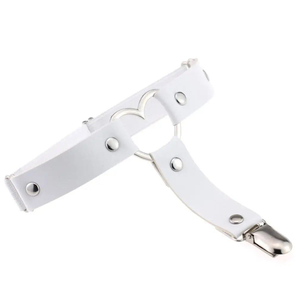 1 pcs Black Pu Leather Heart Leg Garter Belt Women Elastic Straps Emo Adjustable Thigh Harness Kawaii Punk Gothic Accessories