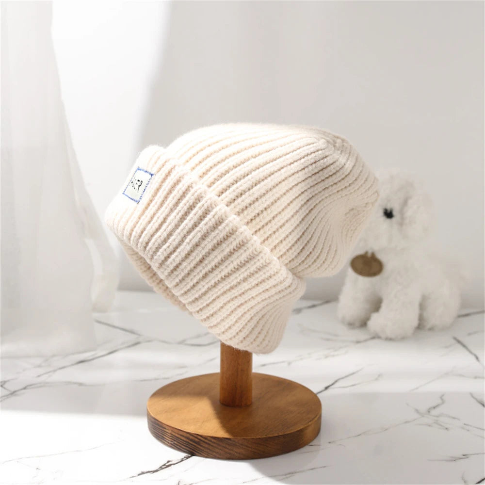 Lose Strickmütze mit großem Kopf, warme Wollmütze für Damen aus Satin, für den Außenbereich, Herbst und Winter, Show, kleine Gesichtskuppelmütze, Kleidungszubehör