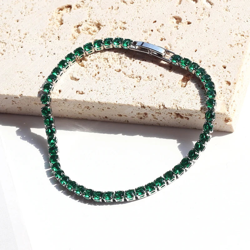 Colorful Crystal Tennis Bracelet for Women Waterproof Multicolor 3MM CZ Wedding Birthstone Hand Chain Jewelry Wholesale