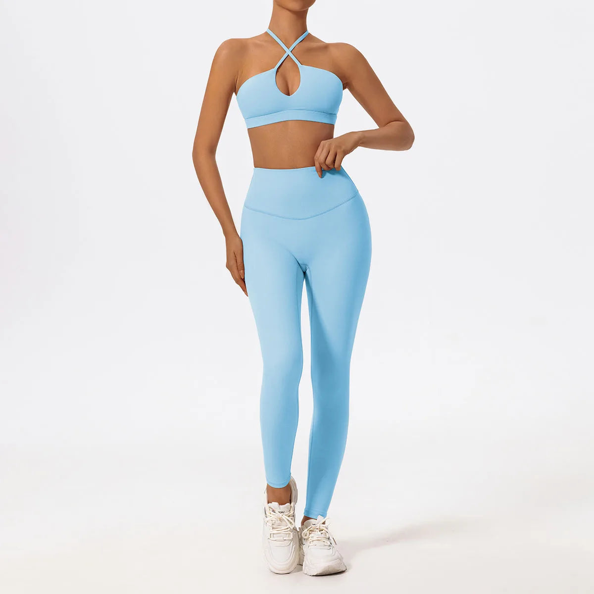 Two-Piece Women's Sports Set Chest Crossover Yoga Clothes Female Gym Bandeau Sports Bra Suits Sport Outfit For Woman