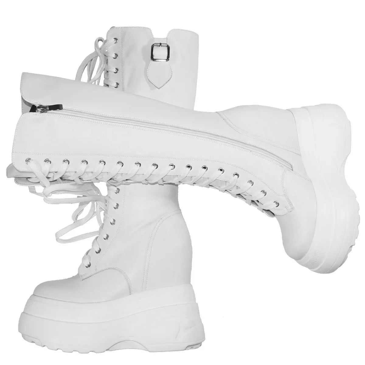 16cm High Heel Pumps Plus Size 43 44 45 46 47 Shoes Women Cow Leather Wedges Vulcanized Shoes Female Round Toe Fashion Sneakers