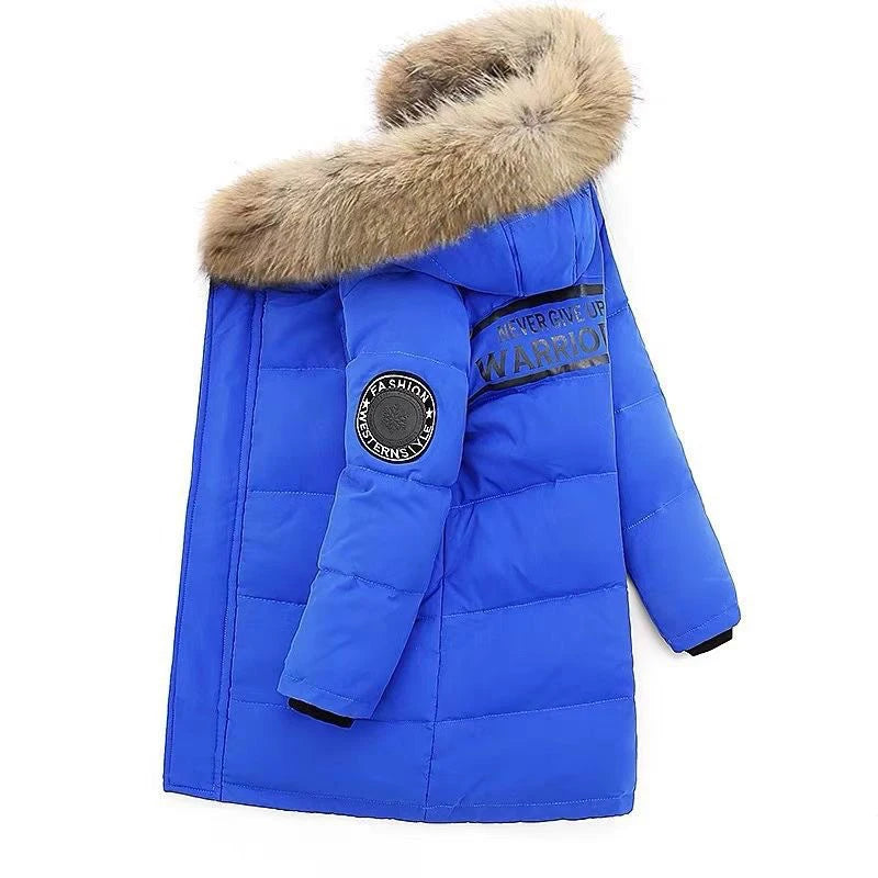 Neue verdicken Winter Jungen Jacke Pelz Kragen Mode warm halten Kinder Jacke mit Kapuze Reißverschluss 5-12 Jahre Kinder Oberbekleidung Kleidung