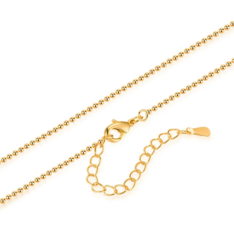 Necklace 18k Gold Necklace Light Bead Gold Chain Women's Jewelry Necklace Wedding Party Gift Jewelry Lobster Clasp