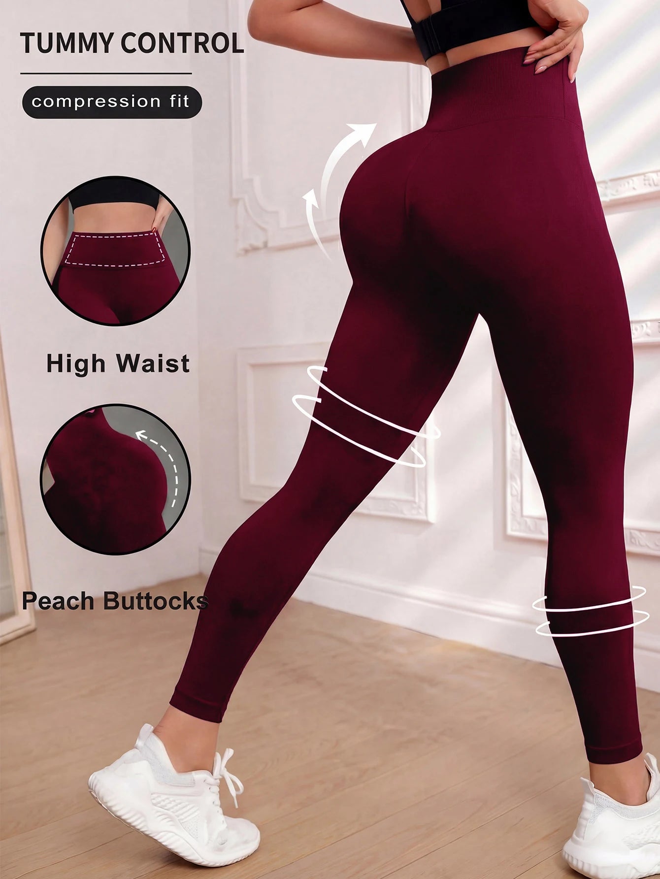 Women's Yoga Leggings solid color High waisted slim fit Hip Lifting stretch leggings quick drying breathable fitness sport pants