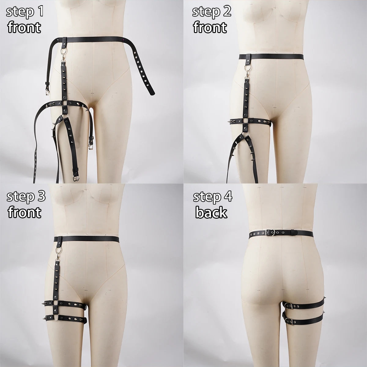 leather leg harnesses for women gothic Single-sided leg strap Adjustable Party Cosplay leather garter belt harness