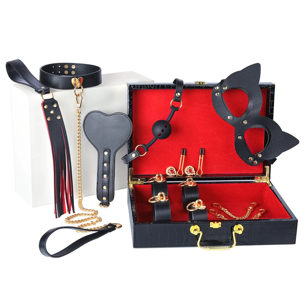Leather 8 PCS B*SM Bondage Set With Case Adult S*x Games Restraints Kit Exotic B*ndage Gear For Couples