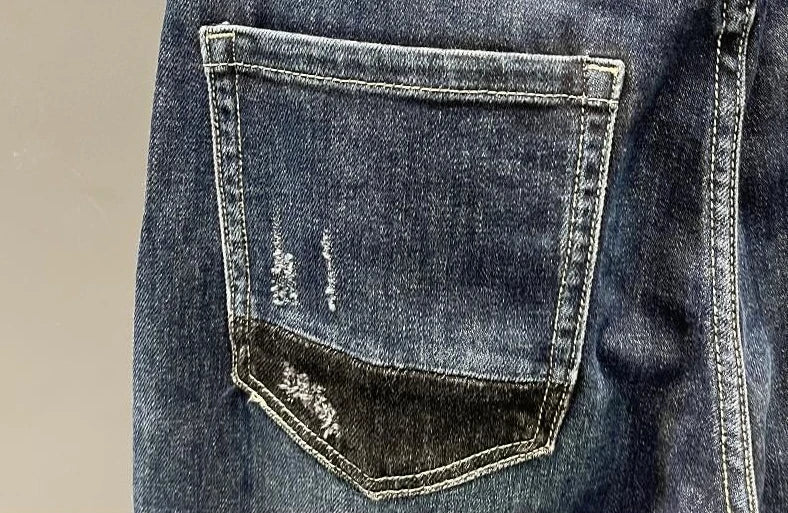 Hose mit Löchern Herren Jeans Zerrissen Zerrissen Mann Cowboy Hose Elastisch Gespleißt Stretch Kaputt Tapered Y2k Streetwear Kpop Neu In