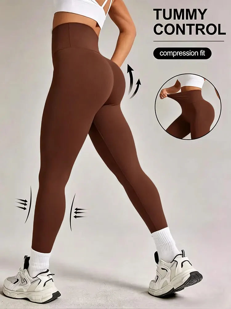 Seamless Nude Yoga Pants High Waisted Sports Tight Legging Quick Drying Stretch Fabric Yoga Pants Running Pilates 9 Inch Trouser