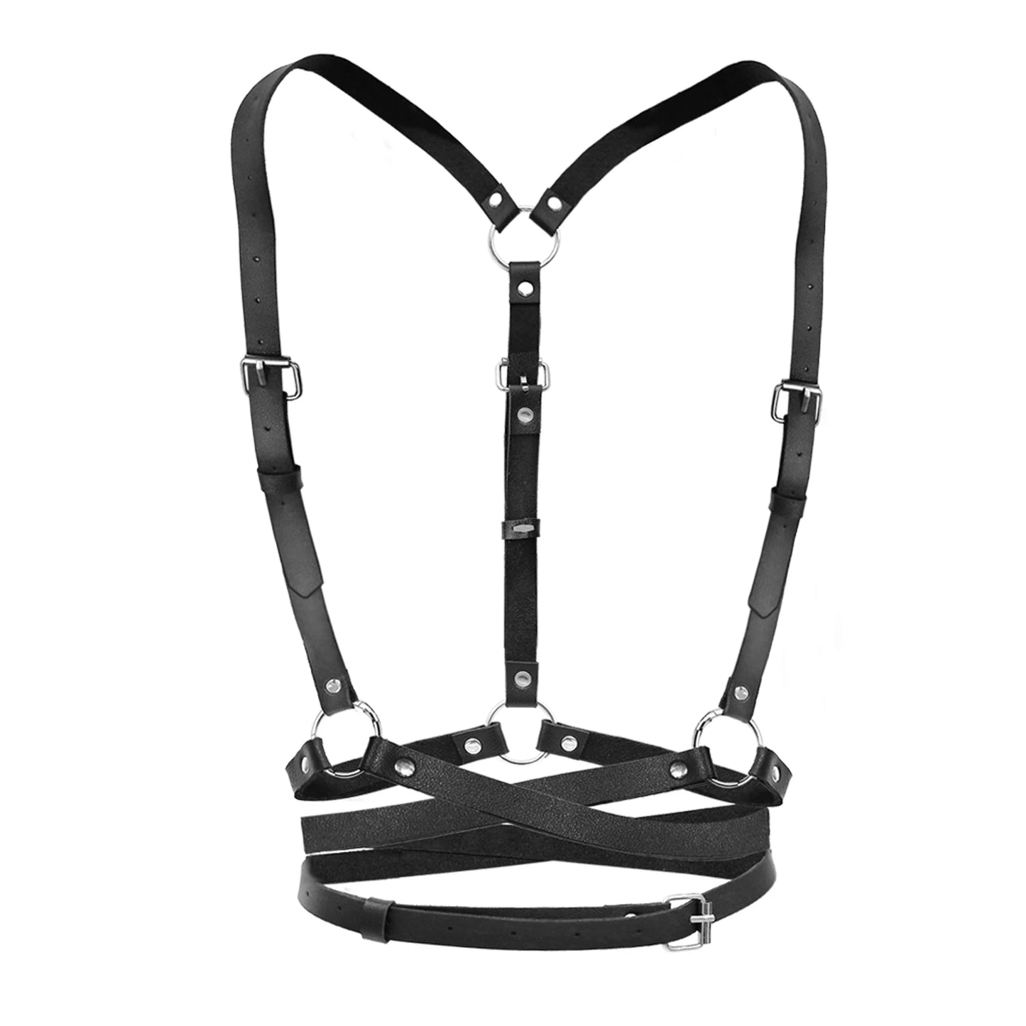 Women Waist Punk Leather Harness Belts Adjustable Body Chain Fashion Goth Suspender Corset Belt for Cosplay Accessories Harajuku