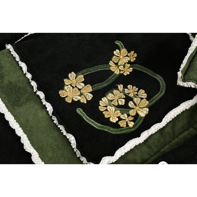 Men's Cotton-padded Jacket New Style Men's Embroidery Color Patchwork Parkas Men's Winter Thickened Senior Sense Suede coat