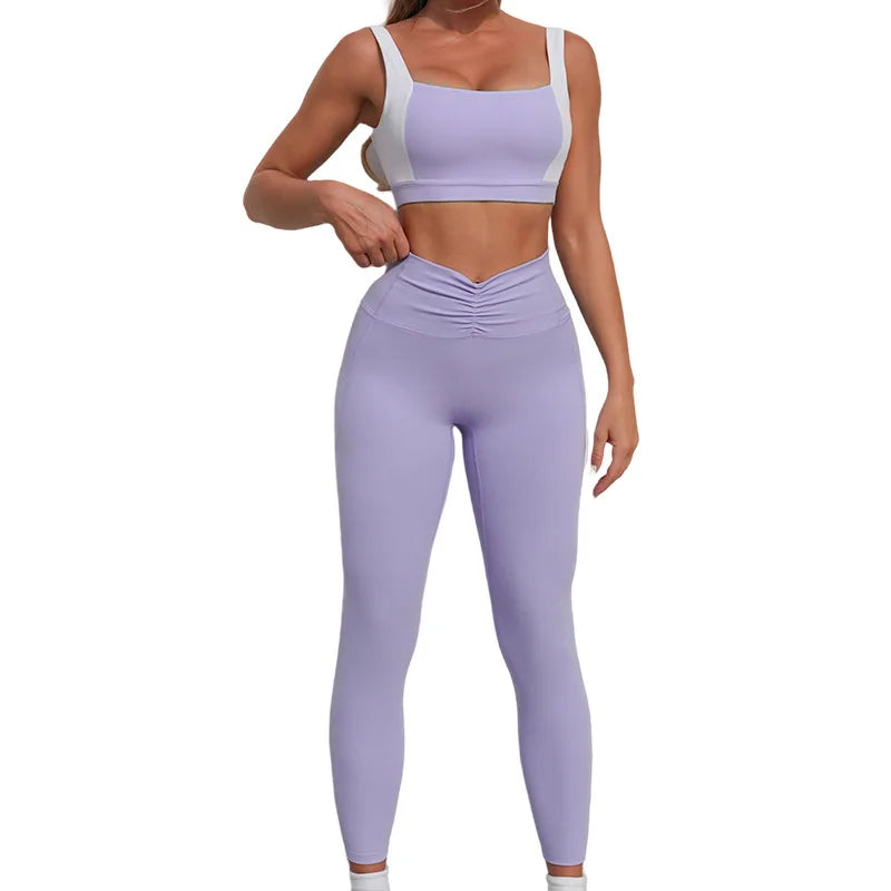 Yoga Sets Fitness Sports High Waist Peach Hip Backless Leggings Sports Bra Women's Tight Quick Dry Running Gym Short Skirt Set