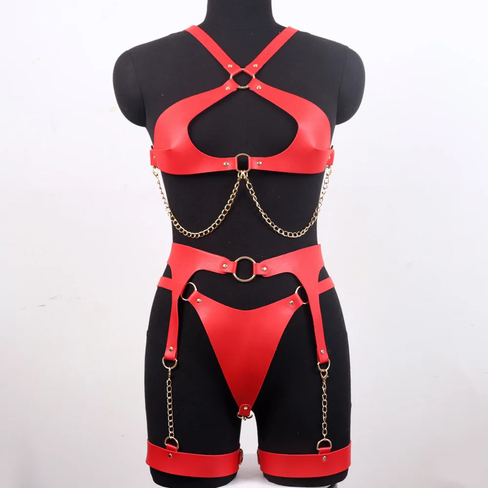 Adjustable Leather Lingerie Set Adult Bondage Wea Nightclubs Alternative Bondage Teasing Outfits BDSM Couplle Sex