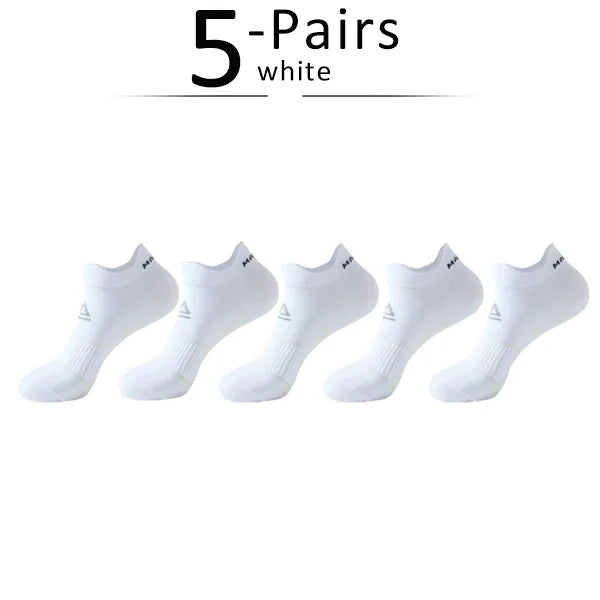 5 Pairs Man Sport Socks Professional Nylon Compression Sweat-Absorbing Quick-Drying Non-Slip Fitness Marathon Ankle Crew Socks