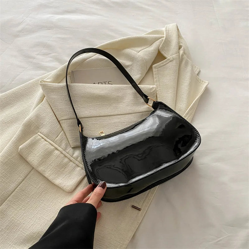 Red Luxury Simple Shoulder Bag For Women Korean Solid Color Small Square Bag Casual Fashion Hobos Purse New High Quality Handbag