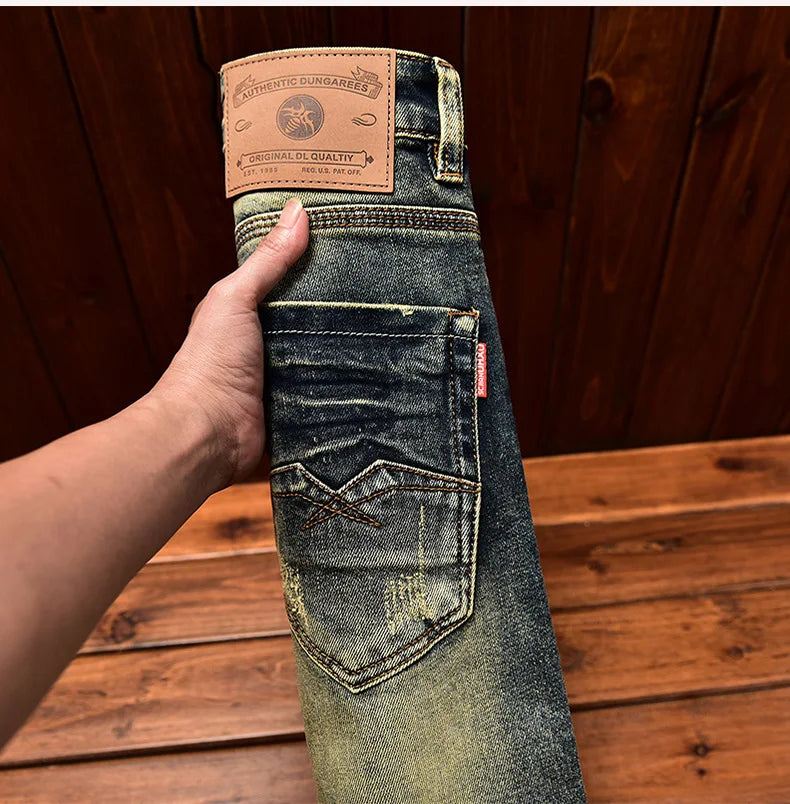Luxury Soft Jeans Men's Fall New Design Trendy Slim Fit Stretchy Pants Elegant Business Casual Wardrobe Essential trousers