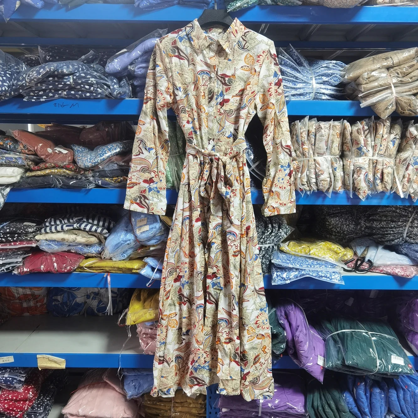 Ficusrong Women Spring Summer Retro Floral Collar Long Sleeve Tie Up Shirt Dress For Ladies Fashion All Match Print Dresses