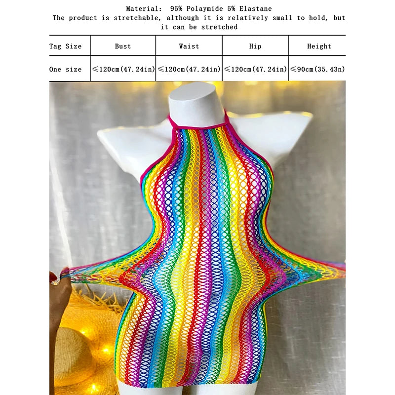 1PC Sexy Women Fishnet Cover Up Without Bikini Hollow Out Bodycon Dress See Through Beachwear Summer Women's Swimwear CT010