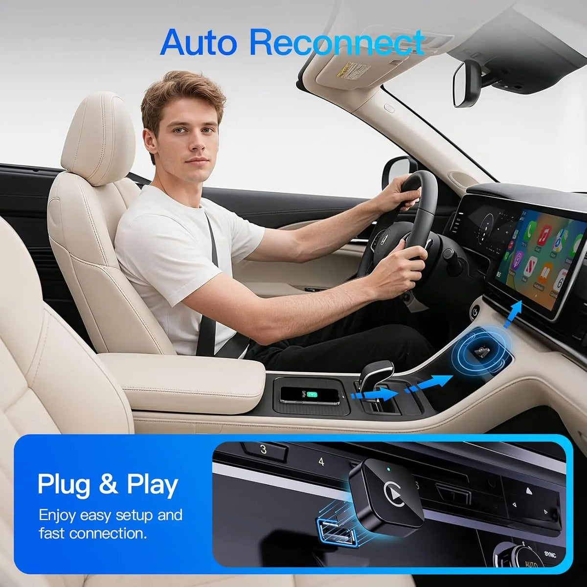 (2026 Upgraded) Wireless CarPlay Adapter for Apple iPhone&Android, Small Size,Plug and Play,Fast and Stable Connection Wireless
