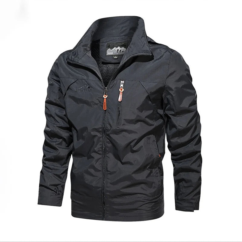 Men Loose Thin Waterproof Hooded Jackets Spring Autumn Outerdoor Hiking Hunting Windbreaker Coat Trend Streetwear Zip Up Jacket