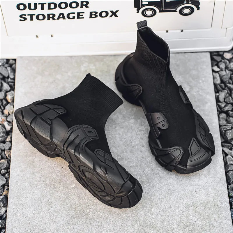 Outdoor Winter Men Casual Boots Designer Soft Sneakers Breathbale Men‘s Socks Shoes Slip-On Flat Lightweight Walking Sport Shoes