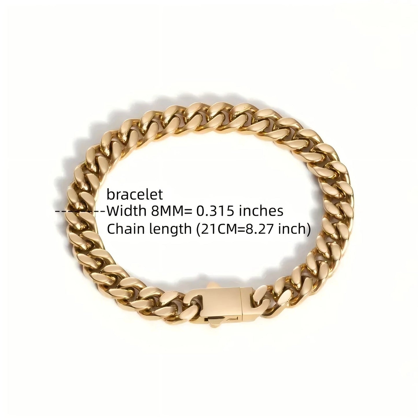 Stainless steel, 12mm gold-plated, necklace and hip-hop bracelet kit from the Cuban chain in Miami, gifts for men and women