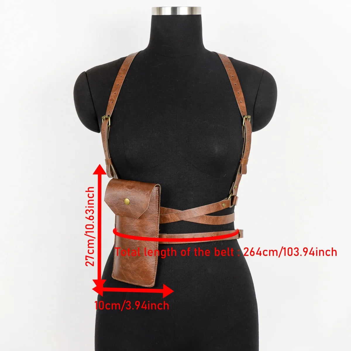Women Faux Leather Set Steampunk Chest Harness Belt + Thigh Holster Medieval Pirate Cosplay Costume Accessories Halloween