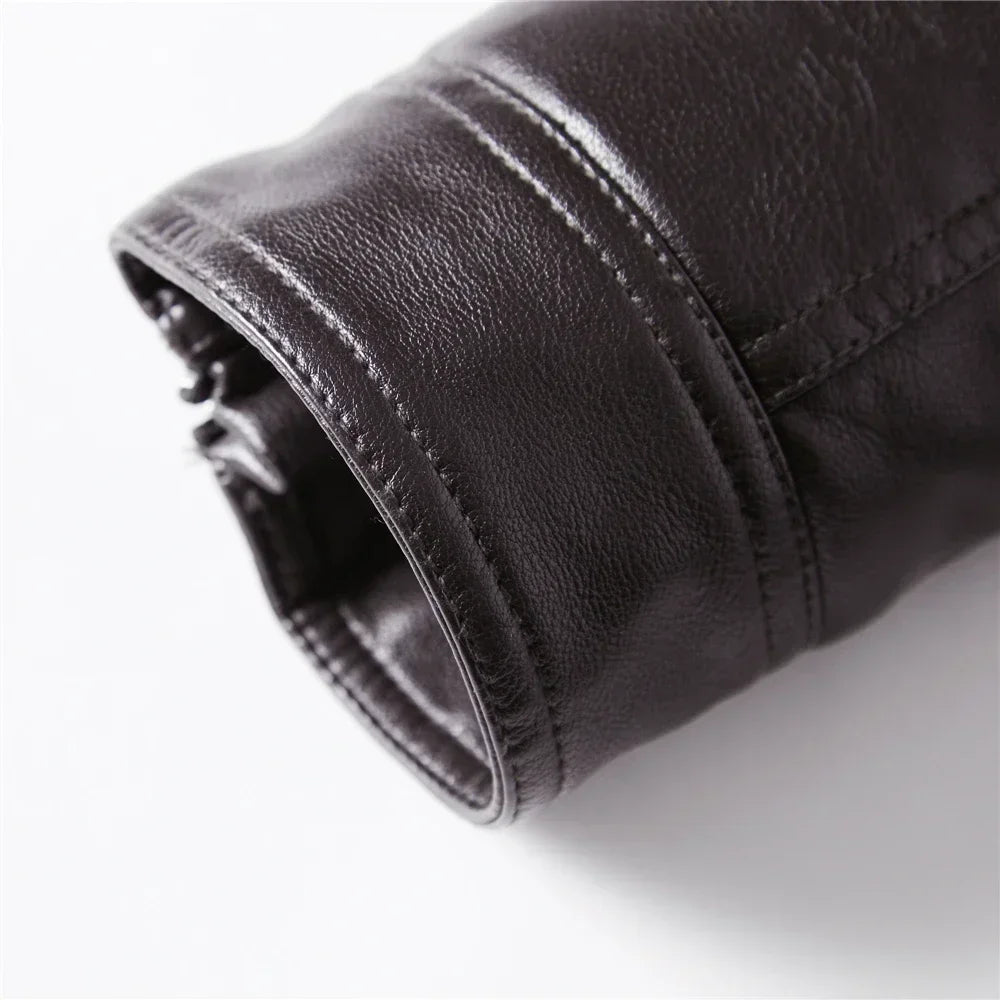 Leather Jacket Streetwear Biker Coat Slim Fit Autumn Winter Coat Men Fur Lined Men Motorcycle Jacket Fashion Men Jacket