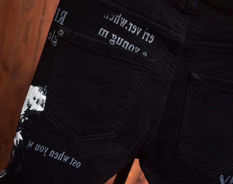 2025 new men's printing jeans slim fit jeans men Fashion Classic Denim Skinny Jeans Male men's casual High Quality Trousers