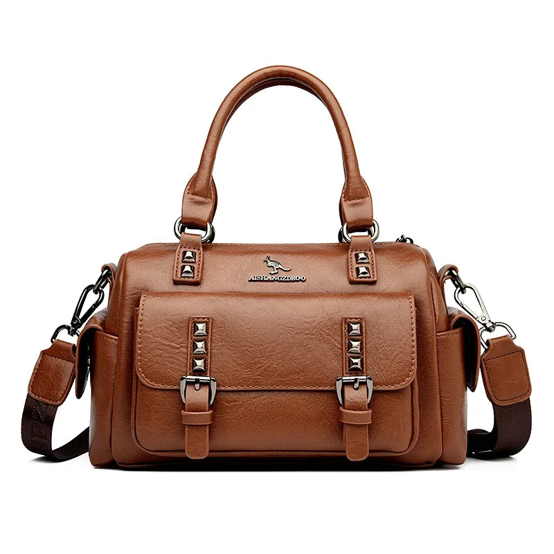High Quality Soft Leather Women's Handbags Luxury Designer Female Boston Bag Luxury Large Capacity Shoulder Bags Sac A Main