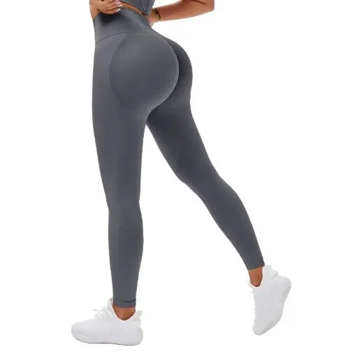 Seamless Knitted Leggings Fitness GYM Pants Women's High Waist Leggings Hips Tight Peach Buttocks High Waist Nude Yoga Pants