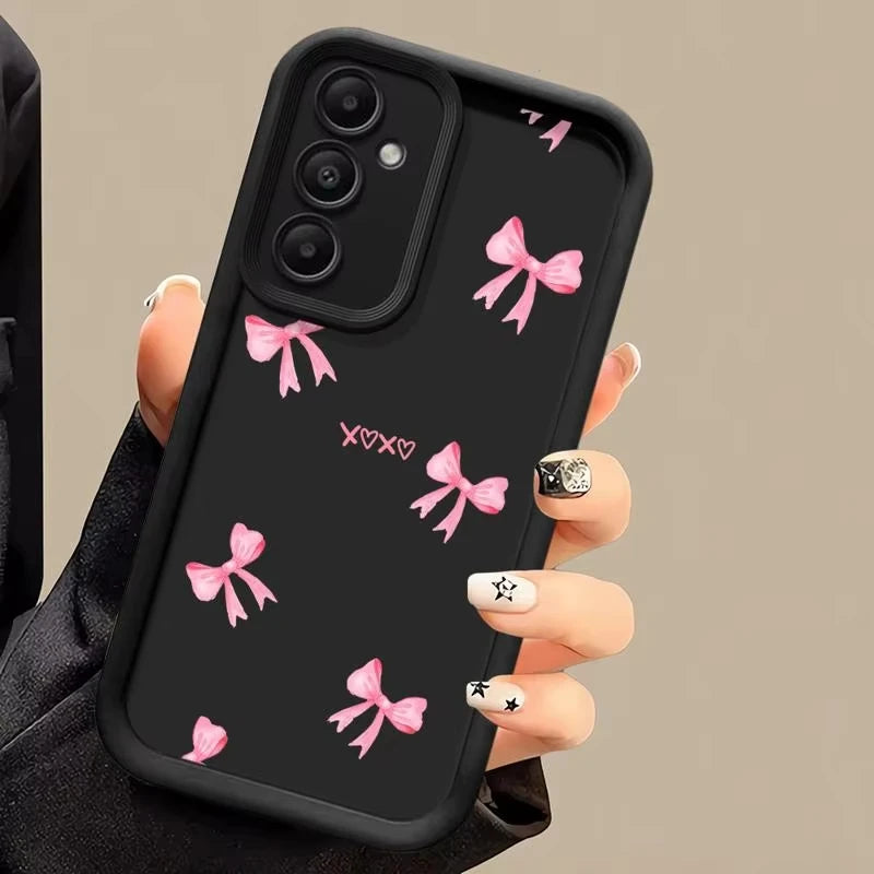 Phone Case for Samsung Galaxy S25 S24 Ultra S23 FE S22 S21 Plus A35 A55 A34 A54 A33 A53 A52 5G funda Cover Cool Luxury Red Bow
