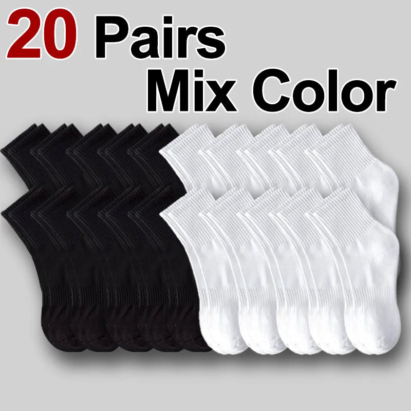 10/20 Pairs Neutral Solid Color Round Neck Socks Spring Summer Sweat Absorbing Breathable Soft Comfortable Couple Sports Socks