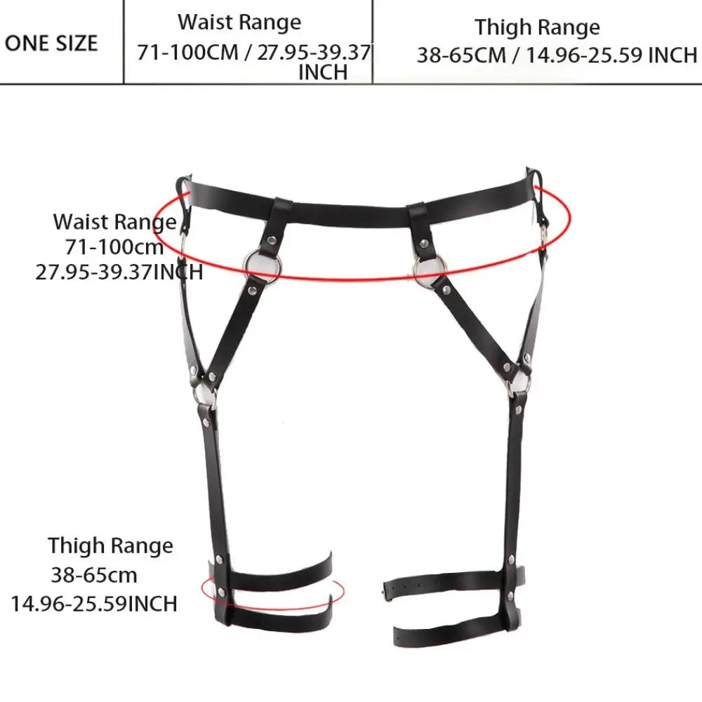 PU Leather Harness Waist Belt Punk Waistband Hollow Belt for Pants Gothic Strap Buckle Body Harness Belt Waist Accessories