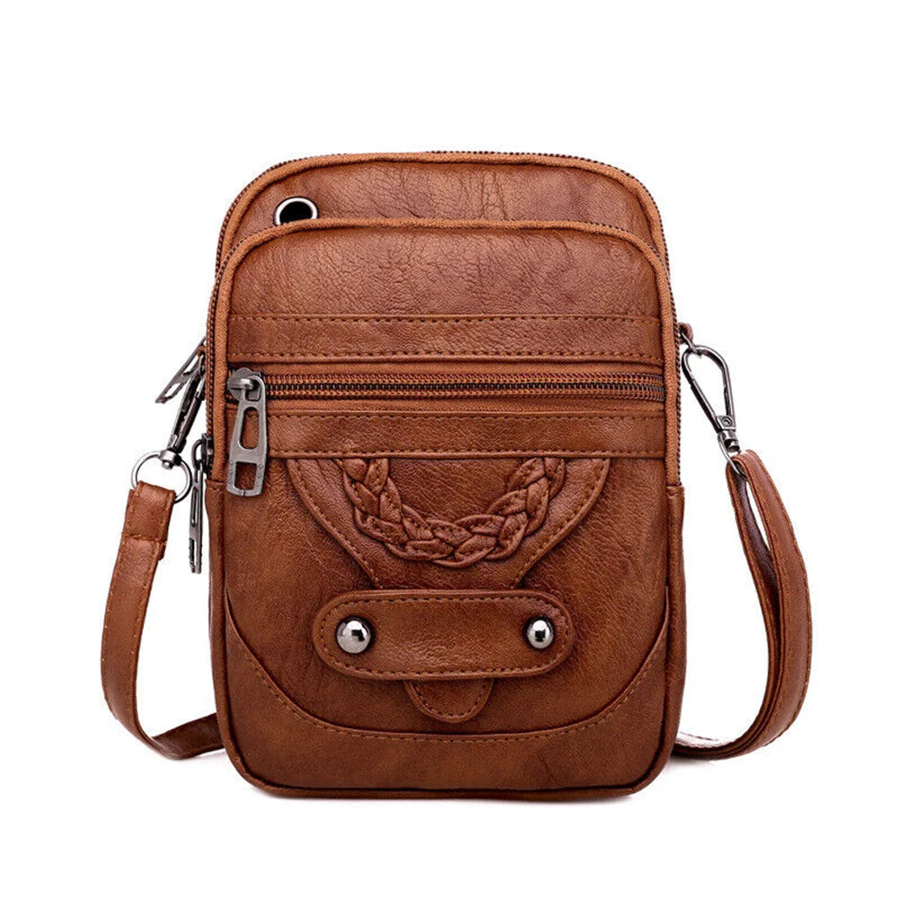 Soft Pu Leather Small Shoulder Bag For Women Vintage Multi-Functional Crossbody Bag Large Cash Purse Ladies Cell Phone Bag