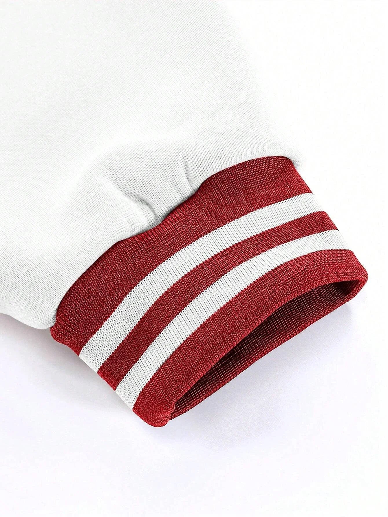 Manfinity EMRG Übergroße College-Jacke für Herren mit überschnittenen Schultern, gestreiftem Rand mit Buchstabengrafik und Farbblockdesign